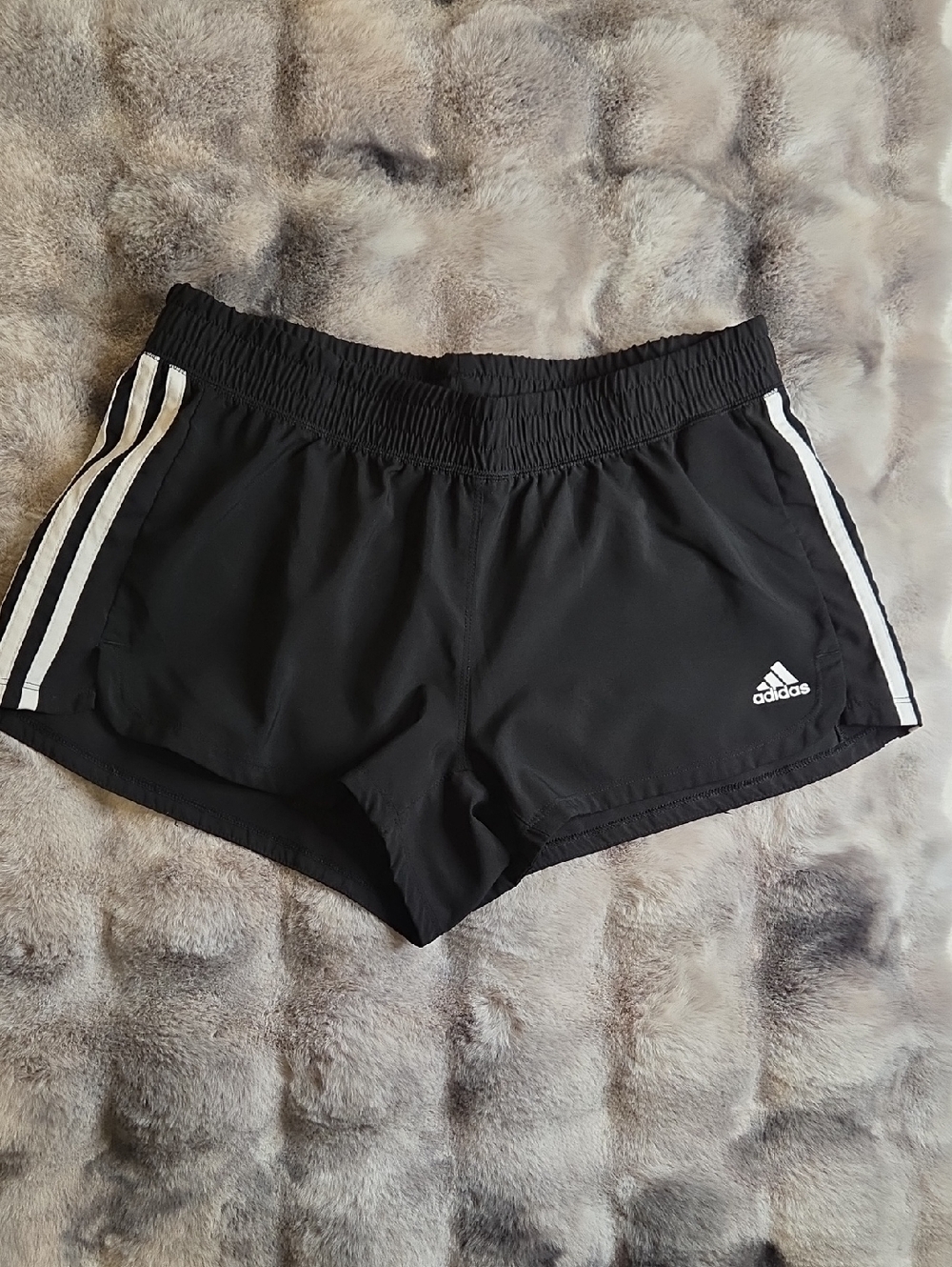 adidas Black Athletic Shorts with White Side Stripes